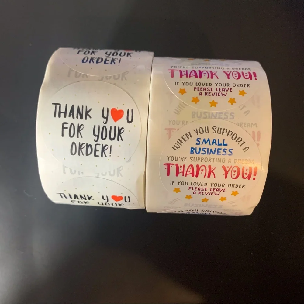 Free 500 thank you sticker roll 1.5”